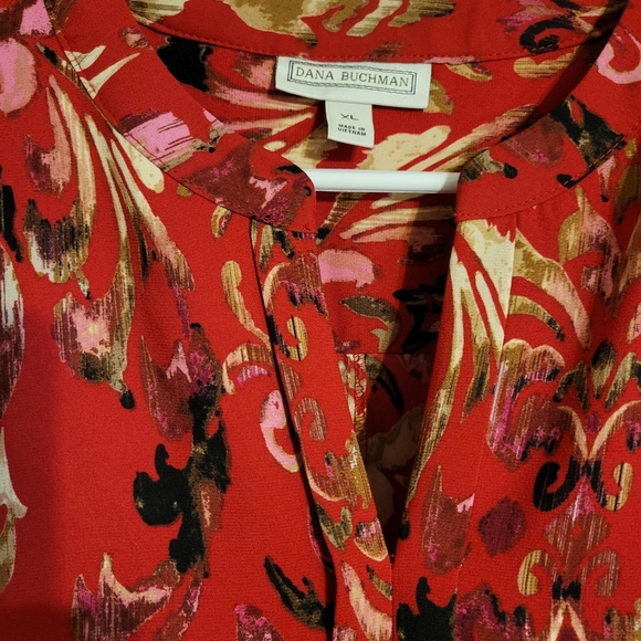 Dana Buchman three-quarter Sleeve Blouse Flowy and Floral XL - Picture 2 of 4